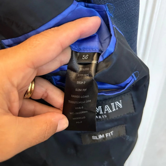 ! Balmain slim fit black  men’s blazer jacket sz 54R - Picture 8 of 12